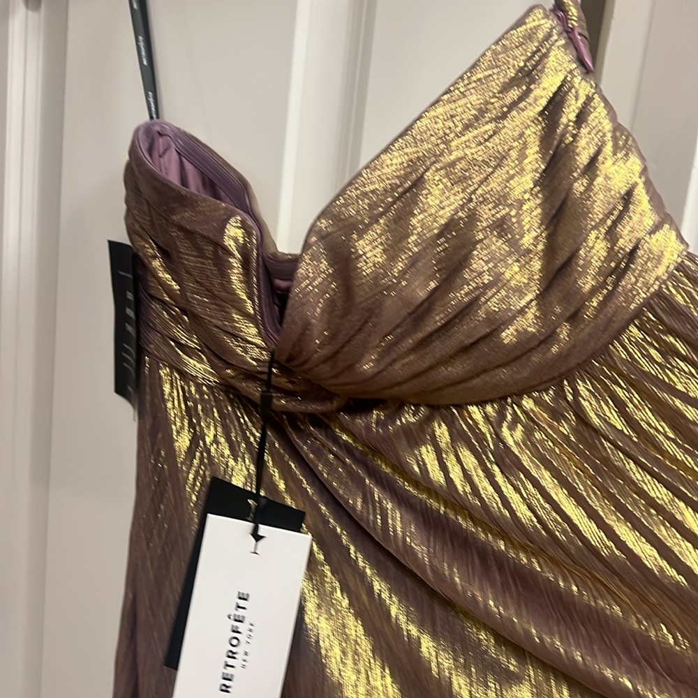 Gold Pleated Strapless  Gown - Picture 10 of 10